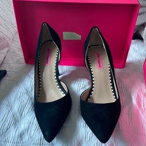 Black suede Betsey Johnson heels, size 9.5
